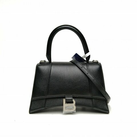 BALENCIAGA Hourglass沙漏S碼黑色牛皮肩背包
