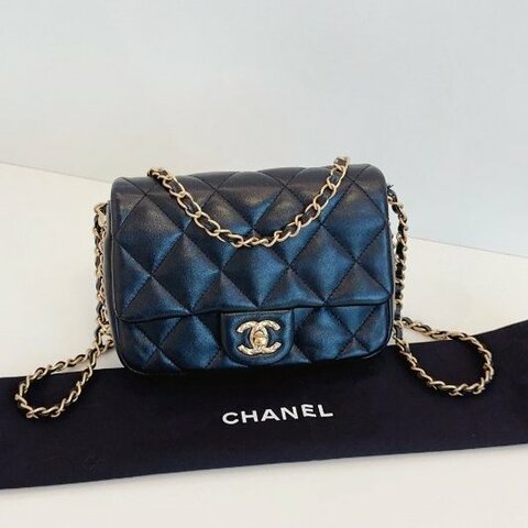 近新品 香奈兒/Chanel 黑金滾邊鏈CF方胖子