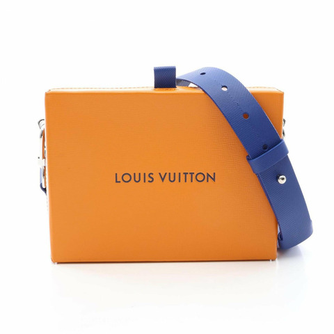 路易威登 LOUIS VUITTON 購物手拿包 藏紅花色 單肩包 手提包 皮革 女士 橙色/藍色 M13984