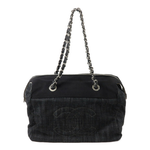 CHANEL 帆布/牛仔布Chain Shoulder鏈帶肩背袋