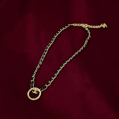 莉亞精品♡Chanel 皮穿鏈圓環項鍊 二手