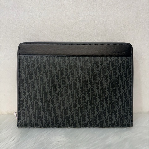Dior 2DLCA-104XIS 黑皮邊 灰老花 多夾層卡夾 公事包 手拿包 ＭacBook