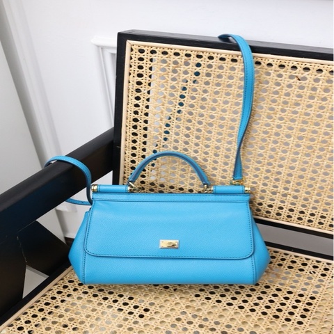 Dolce & Gabbana蓝色荔枝皮娃口包单肩包