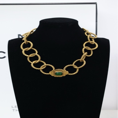Chanel 88年绿琉璃麻花链条项链chocker
