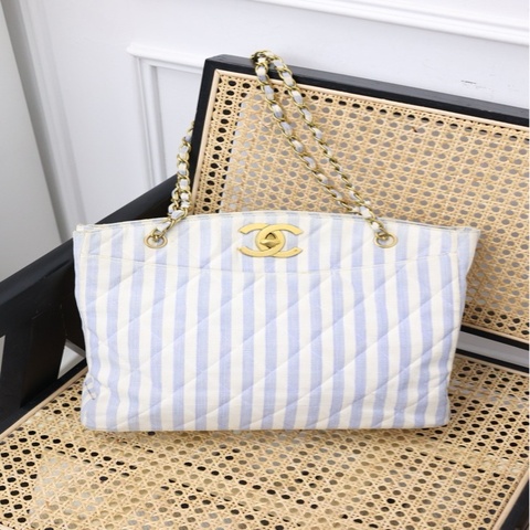 Chanel海军条纹贝嫂tote包