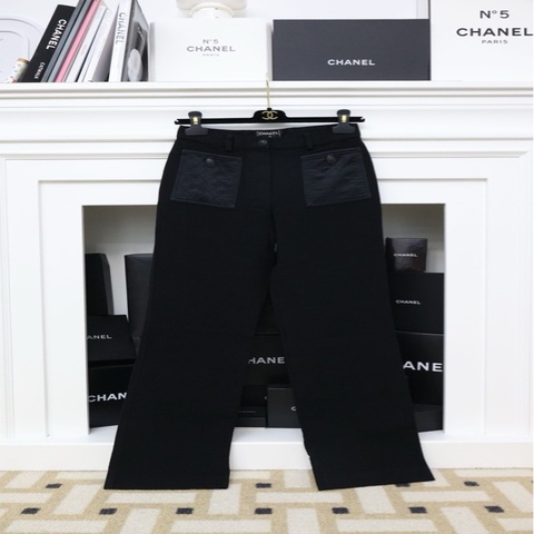 Chanel 01年深蓝羊毛两口袋长裤