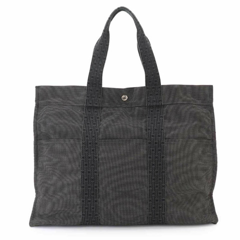 愛馬仕 Herline Tote GM 手提包，灰色帆布，銀色五金。
