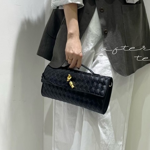 ✨BV｜新款芯片 長款Andiamo CLutch 黑色金扣 編織手拿包 晚宴包 ｜99新