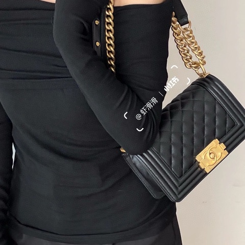 💎Chanel香奈兒｜Leboy 黑金荔枝牛皮｜小號｜98新28開帶卡