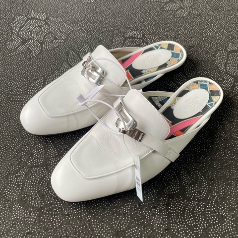 Hermès  愛馬仕白色半拖 尺碼38碼