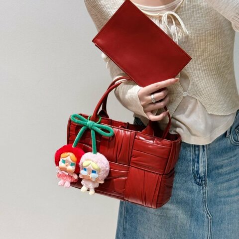BV ARCO 糖漿紅 牛皮 mini 編織包25*10*18cm 99新配件塵袋 肩帶 子袋