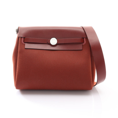 Herbag Zip 20 Mini Hunter牛皮 帆布 酒紅色 G刻 肩背包【HERMES 愛馬仕】 H086430CK