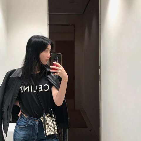 CELINE 黑白拼色刺繡  老花抽繩mini水桶包 9*17*9 98新配件塵袋  購證