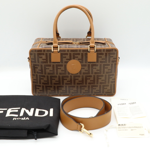 （近新閒置♥️未使用）Fendi 芬迪 經典花紋 FF 棕色 PVC 復古 手提包