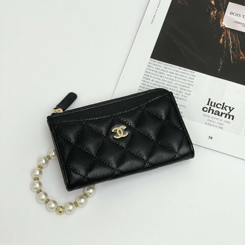 CHANEL 經典L型拉鍊卡片夾 芯片款