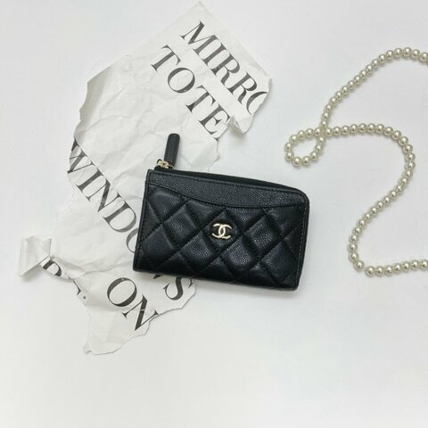 CHANEL 經典L型拉鍊零錢包 芯片款