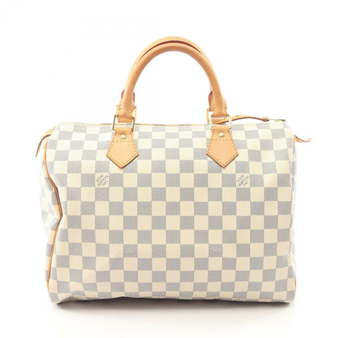 路易威登 Speedy 30 手提包 N41533 Damier Azur 帆布皮革 白色 二手 LV