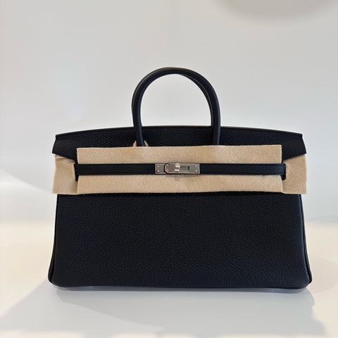 Hermes 女士 Birkin 25鉑金包手提G刻 黑銀 全新