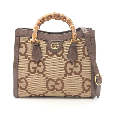 GUCCI Diana Jumbo GG 2WAY 手提包 660195 帆布皮革 米色棕色 二手 女士