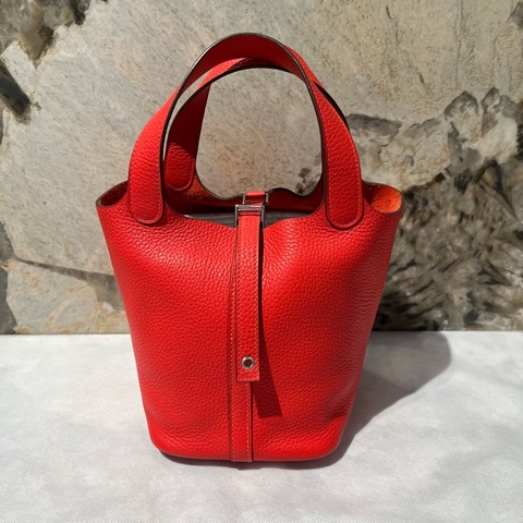 Hermes 番茄紅銀TC牛皮 Picotin