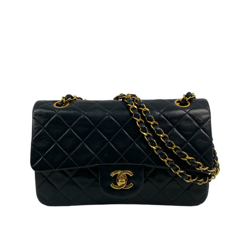 △ CHANEL 香奈兒 Navy Lambskin CF23 Gold Tone Metal Classic Double Flap No.3 Chain Shoulder Bag 深藍色小羊皮CF23金色金屬No.3鎖鏈肩背包-267014541