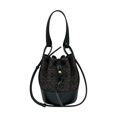 ☆ LOEWE 羅意威 Black Canvas Balloon Shoulder Bag 黑色帆布肩背包-267014902