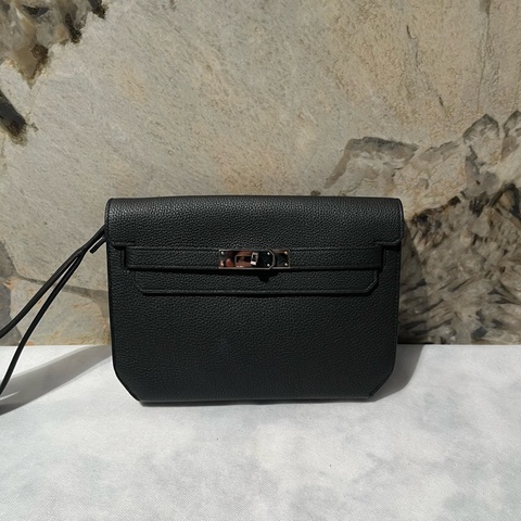 Hermes 黑銀牛皮 Kelly Depeches