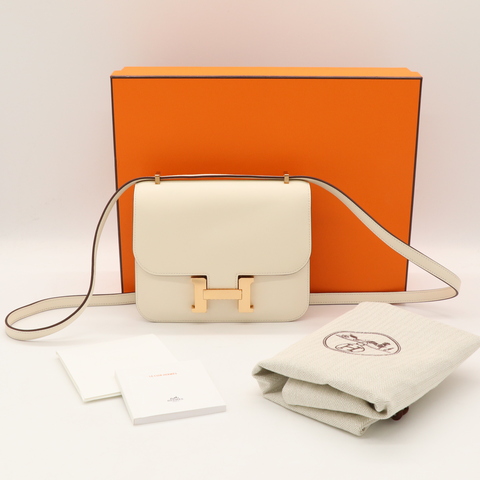 Hermès  Constance mini康康 18 Nata 奶油白 Swift皮 玫瑰金釦 康康包 斜背包 肩背包