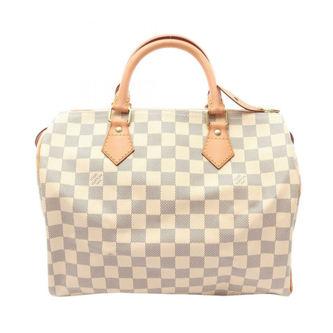 路易威登 Speedy 30 手提包 N41533 Damier Azur 帆布皮革 白色 二手 LV