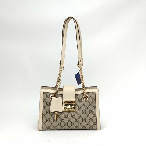 GUCCI Padlock鎖頭包Tote小號26老花PVC金扣肩背包