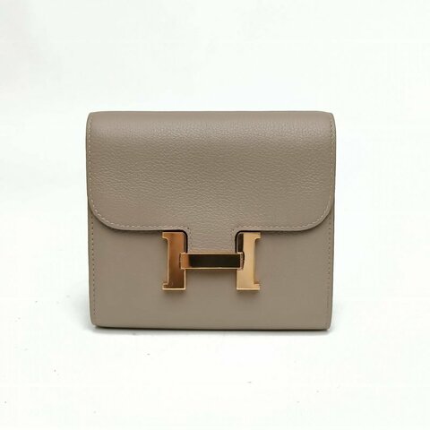 HERMES Constance康康CompactWallet短款錢包大象灰C刻金扣