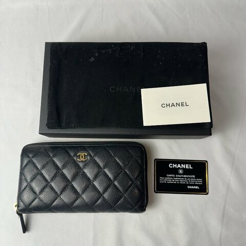 Chanel黑金荔枝皮長夾
