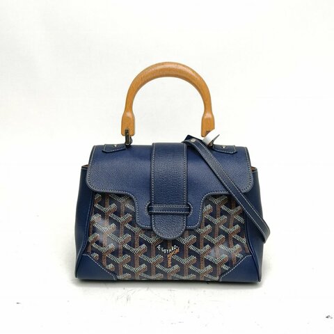 GOYARD SAIGON西貢Mini20藍色牛皮革/PVC肩背包