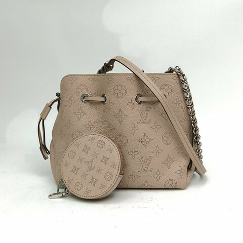LOUIS VUITTON Bella二合一水桶包灰色牛皮革銀扣晶片肩背包