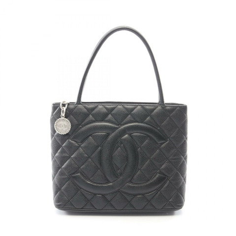 香奈兒 (CHANEL) Medallion 托特包 A01804 黑色粒面小牛皮，二手女士款