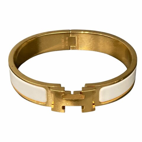 HERMES 愛馬仕 CLIC H BRACELET 白色 琺瑯