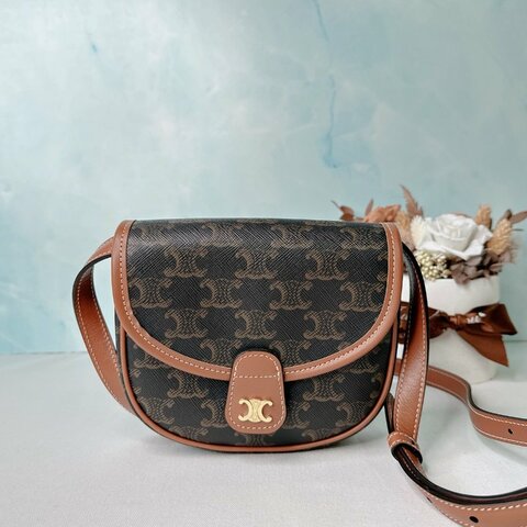 CELINE 全新老花Mini馬鞍包