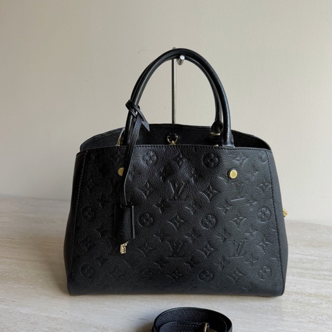 Louis Vuitton 路易威登蒙田黑色全皮壓花 底長29cm