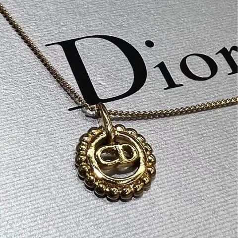 Dior CD Logo Motif Necklace Gold Vintage