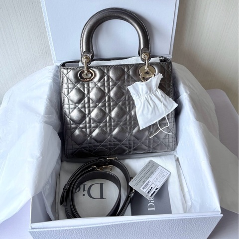 【全新品】迪奧 Dior 灰綠五格戴妃最新翻蓋款 19年保卡 手提單肩斜挎包 五金膜在