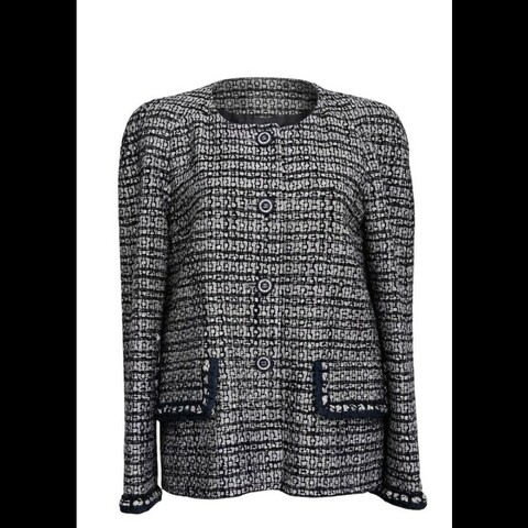 Chanel 19年灰银编织两口袋圆领上衣外套