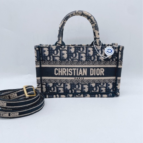迪奧/Dior Book Tote 橫版迷你托特 經典藍色老花