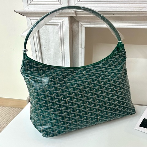 全新閑置 goyard boheme hobo bag  regular green 綠色防水皮革手柄 帆布拼牛皮 腋下包子母包