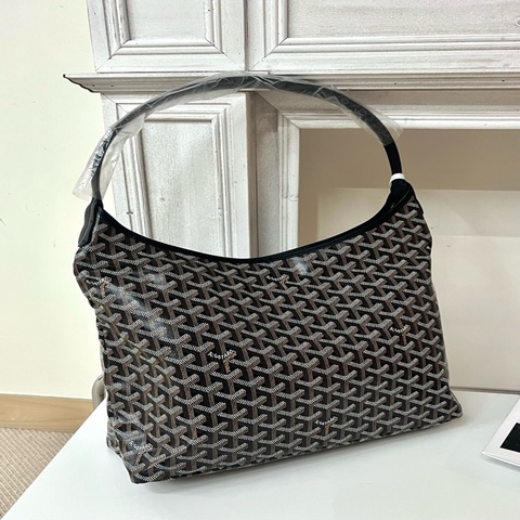 全新閑置 goyard boheme hobo bag  regular black 黑色 防水皮革手柄 帆布拼牛皮 腋下包子母包