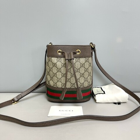 Gucci Ophidia迷你老花抽繩水桶包