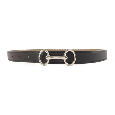 HERMES Epsom皮革/Swift皮革Horsebit Reversible Belt皮帶Noir/Etoupe