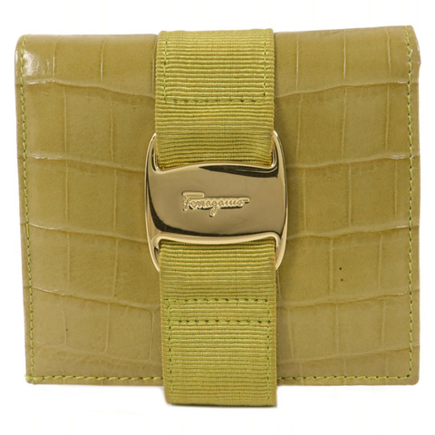 Salvatore Ferragamo 牛皮皮革Vara Bow Crocodile-Embossed Wallet錢包