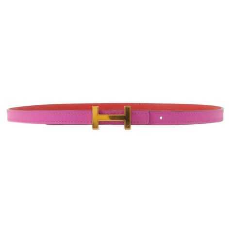 HERMES Swift皮革/Epsom皮革Focus Belt 75cm皮帶Rouge Tomate