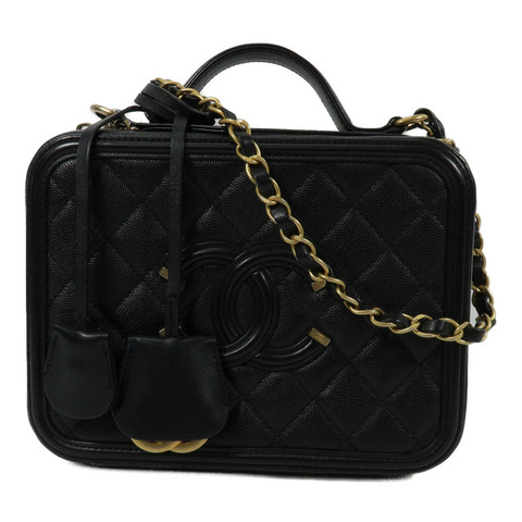 CHANEL 牛皮皮革Vanity Case鏈帶手挽肩背兩用袋