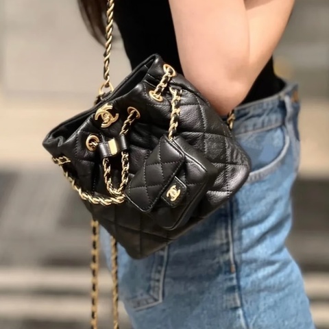 CHANEL香奈兒黑金子母雙肩包芯片款全牛皮近全新閒置